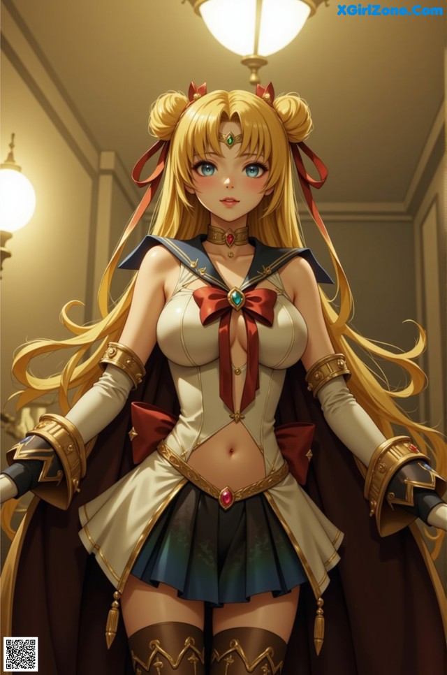 Anime girl with long blonde hair wearing a sailor outfit.
